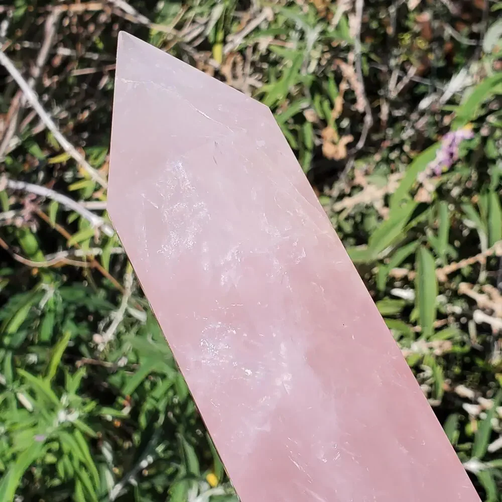 XL Rose Quartz Large Deep Pink Flashy Crystal Tower 1610 grams